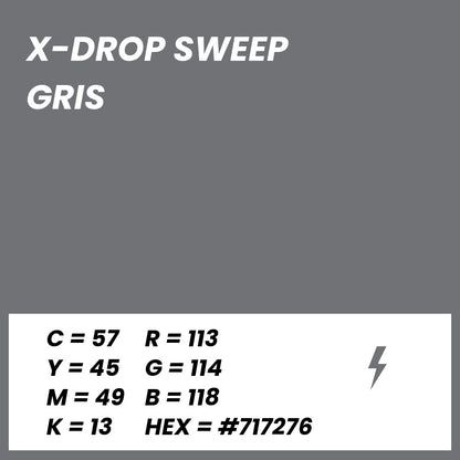 Fond Photo Anti-Froissage Westcott X-Drop Sweep 1,5 x 3,7 m, coloris gris, fiche couleur avec valeurs CMJN, RVB et HEX 