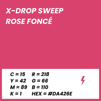 Fond Photo Anti-Froissage Westcott X-Drop Sweep 1,5 x 3,7 m, coloris rose foncé, fiche couleur avec valeurs CMJN, RVB et HEX 