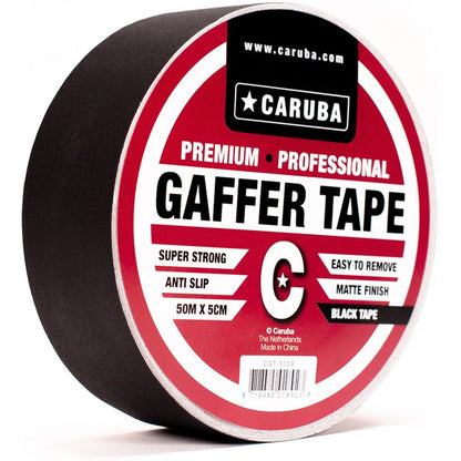 Gaffer tape mat Caruba noir 5 cm x 50 m dans son étiquette Premium Professional 