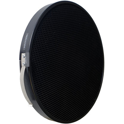 Grille nid d'abeille Elinchrom 21 cm en place dans un réflecteur Elinchrom, vue de trois quarts