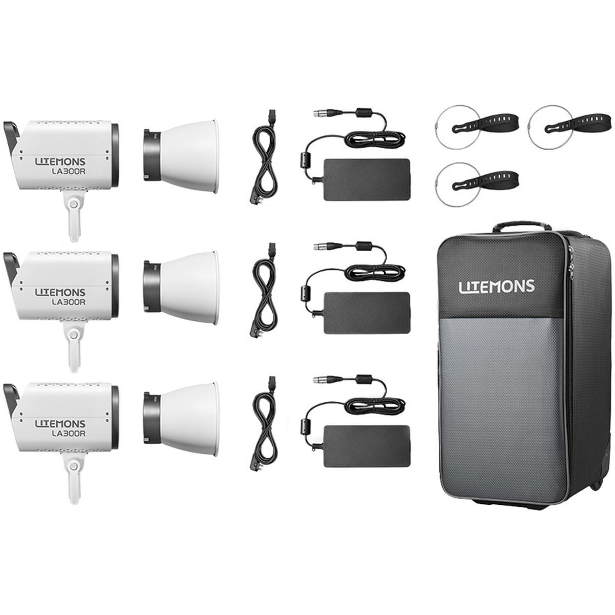 Kit 3 lumières LED RGB Godox Litemons LA300R, vue d'ensemble #Finition_Standard