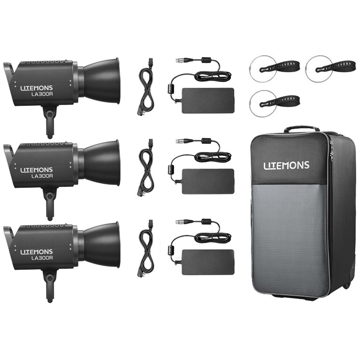 Kit 3 lumières LED RGB Godox Litemons LA300R, finition noire 