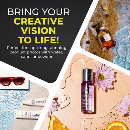 Exemples de photos produit réalisées avec l'Aqua Tray, dans l'eau et sur le sable