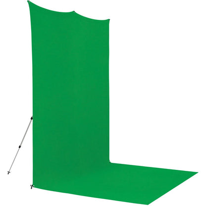 Kit Fond Photo Westcott X-Drop Pro Sweep + Support 2,4 x 4 m, coloris vert chroma key, mise en situation 