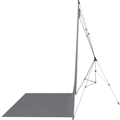 Kit Fond Photo Westcott X-Drop Sweep + Support 1,5 x 3,7 m, coloris gris, vue de profil du support 