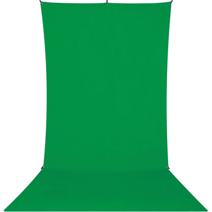 Kit Fond Photo Westcott X-Drop Sweep + Support 1,5 x 3,7 m, coloris vert chroma key, vue de face 