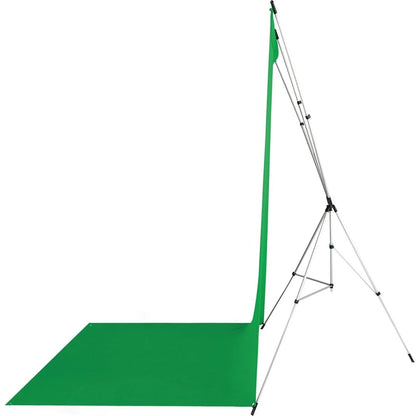 Kit Fond Photo Westcott X-Drop Sweep + Support 1,5 x 3,7 m, coloris vert chroma key, vue de profil du support 