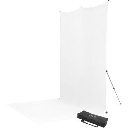 Toile blanche X-Drop Pro installée sur son support en studio