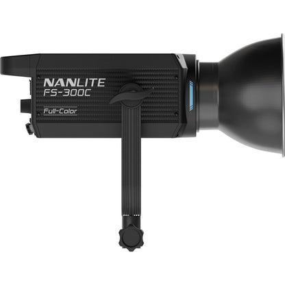 Lampe LED Nanlite FS-300C RGB de profil droit, réflecteur monté