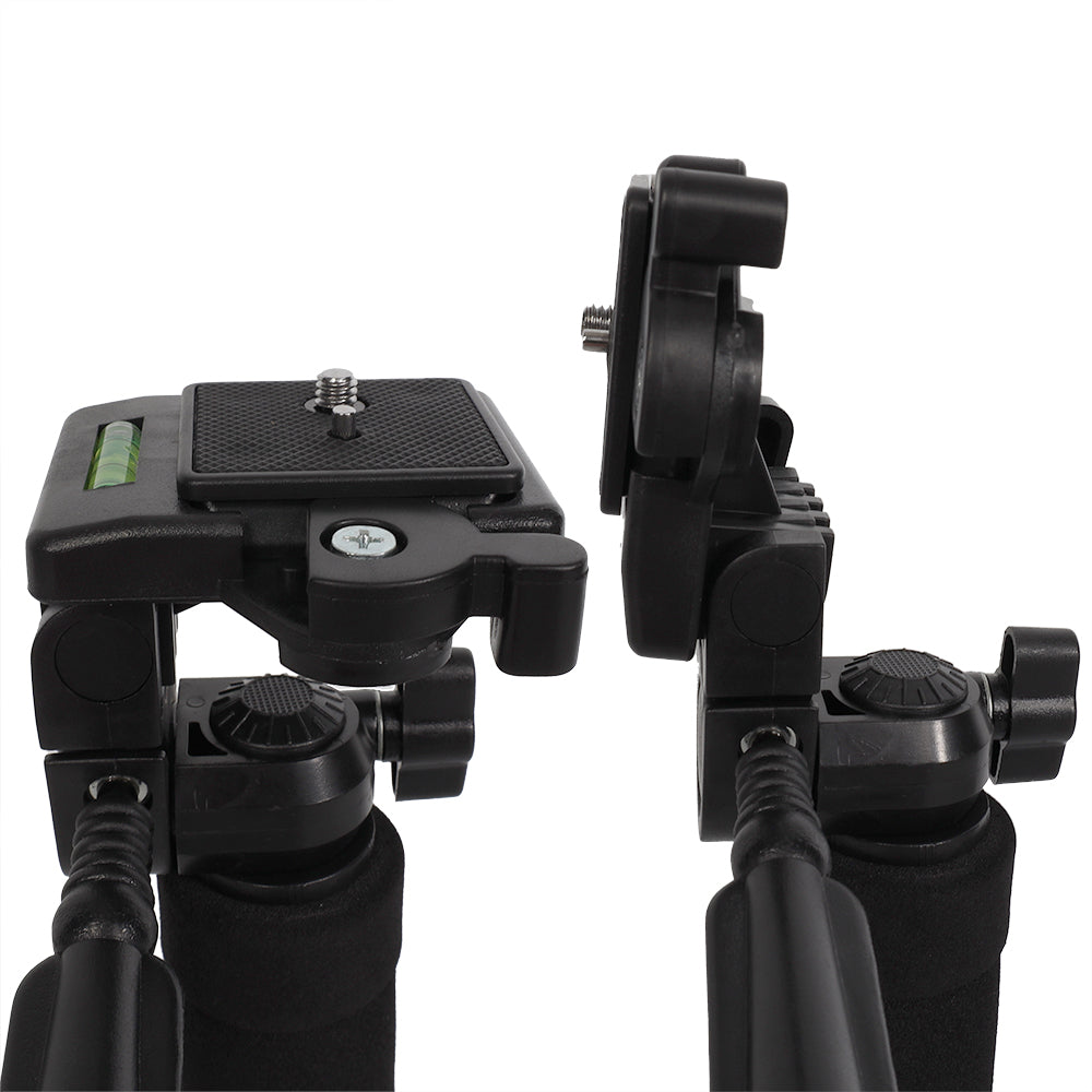 Rotule du Falcon Eyes MP-3 en position horizontale et basculée à la verticale