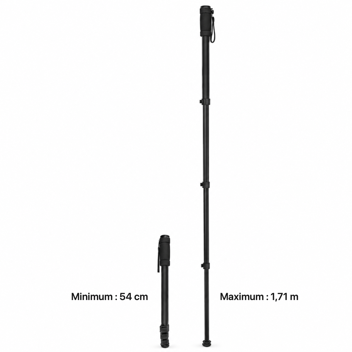 Monopode Nest WT-1003 replié à 54 cm et déplié à 1,71 m