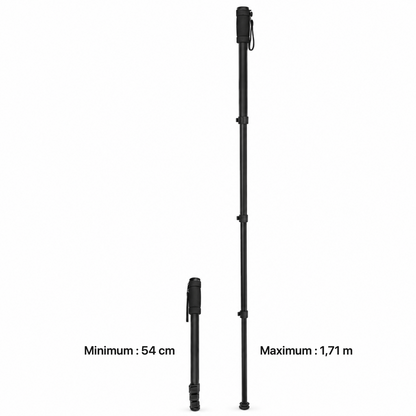 Monopode Nest WT-1003 replié à 54 cm et déplié à 1,71 m