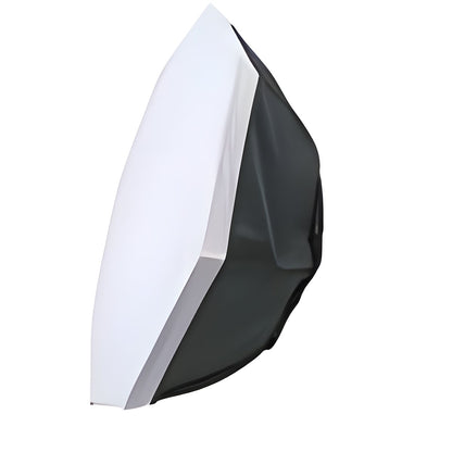 Octabox Falcon Eyes FER-OB de profil avec sa toile de diffusion blanche, flancs noirs