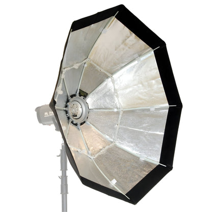 Intérieur argenté de l'octabox Falcon Eyes FEOB-11HC montée sur un flash Falcon Eyes