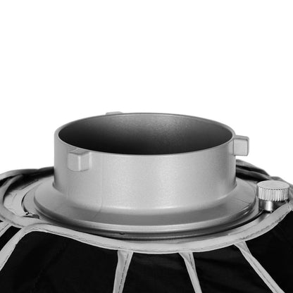 Bague Bowens argentée à l'arrière de l'octabox profonde pliable Sirui QR-DP