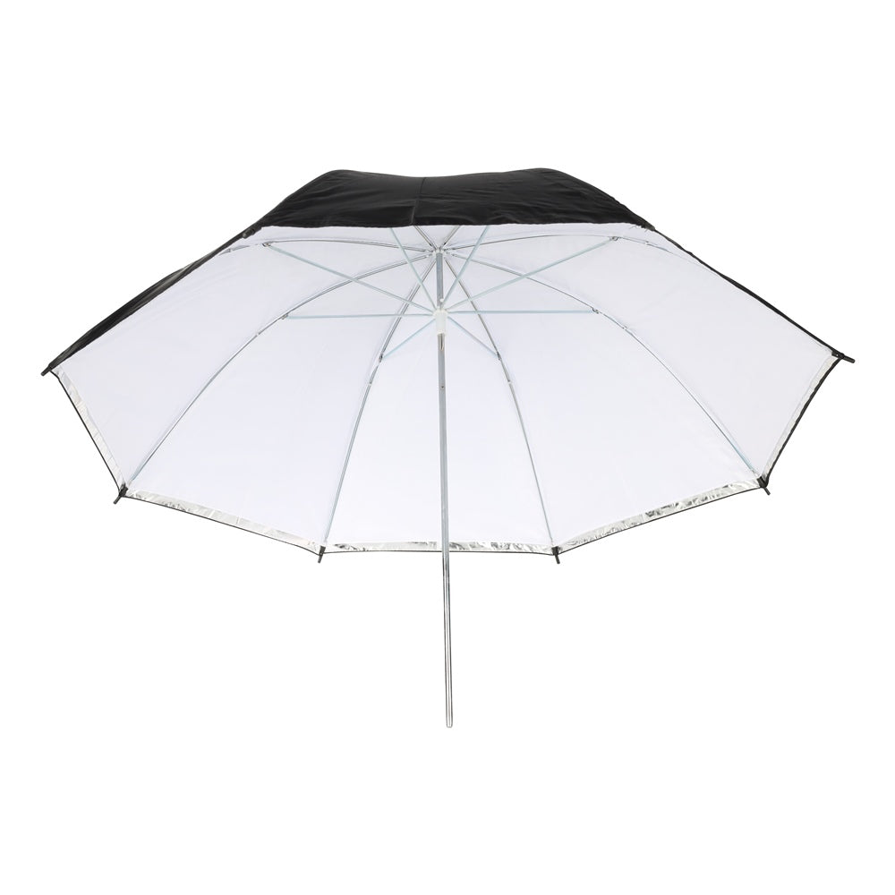 Intérieur blanc du parapluie Linkstar PUK-84WB vu de face, armature et tige visibles