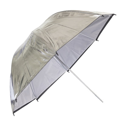 Parapluie Linkstar PUK-84WB vu de trois quarts, toile côté clair à l'extérieur