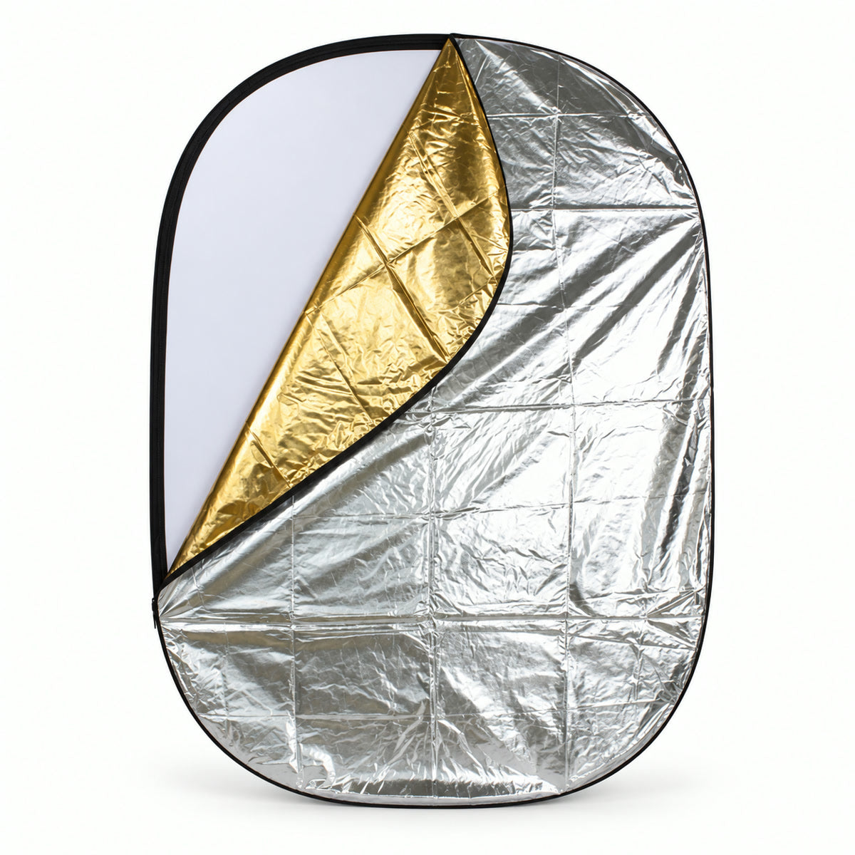 Réflecteur 5-en-1 Linkstar FR-140190B 140 x 190 cm, housse argent et or rabattue sur le diffuseur