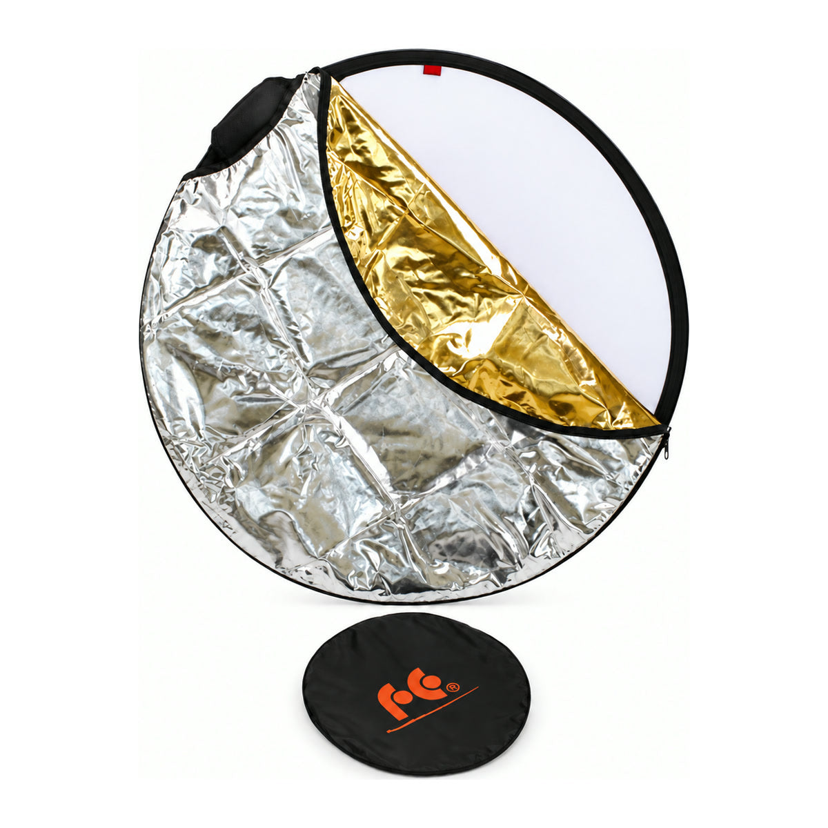 Réflecteur 5-en-1 à poignée Falcon Eyes RFEG-32SLG, faces argent, or et diffuseur, avec son sac