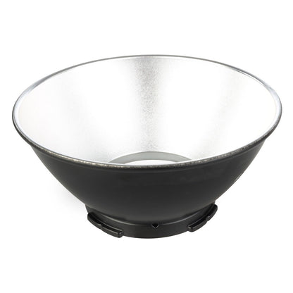 Réflecteur standard Falcon Eyes 20 cm posé sur sa baïonnette, vue de profil