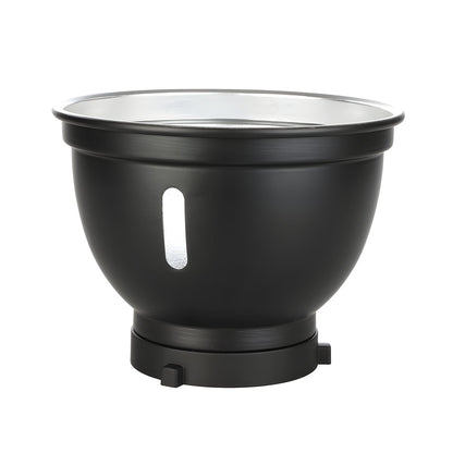Réflecteur StudioKing SK-SR18 vu de profil, passage pour parapluie au centre de la coque 