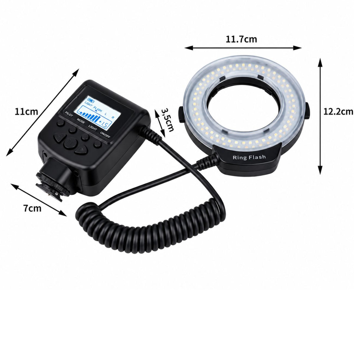 Ring light LED macro StudioKing RL-130, bagues adaptatrices et filtres