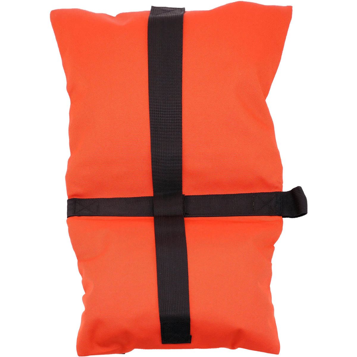 Sac de lest Caruba Double PRO orange Large vu de dos, sangles noires en croix 