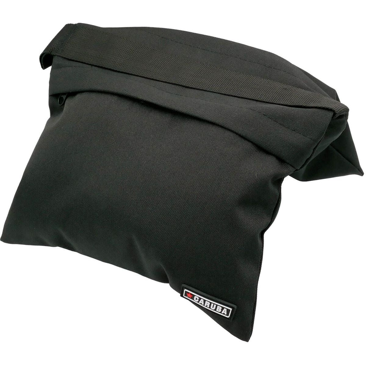 Sac de lest Caruba Double PRO noir vu de trois quarts, compartiment rempli et étiquette Caruba 