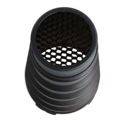 Sortie du snoot conique Falcon Eyes FEA-CS avec une grille nid d'abeille en place
