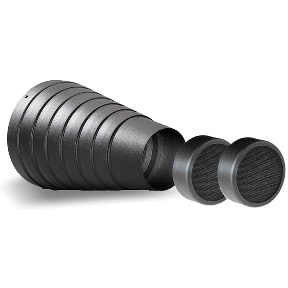 Snoot Elinchrom conique noir avec ses deux grilles nid d'abeille posées devant