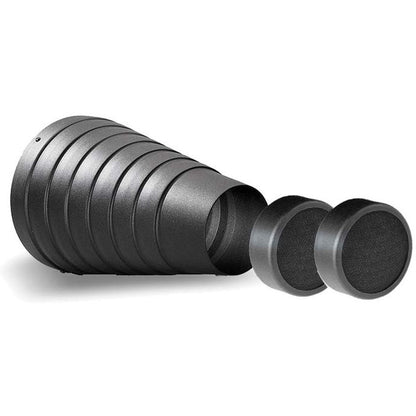 Snoot Elinchrom conique noir avec ses deux grilles nid d'abeille posées devant