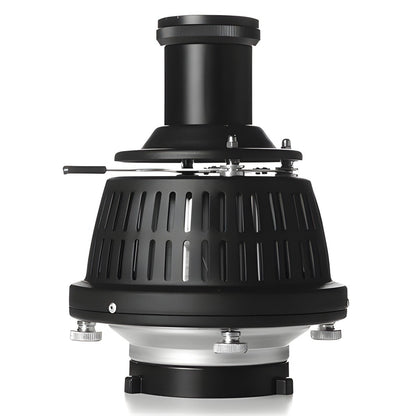 Snoot optique Falcon Eyes FTA-OS3 vu de profil, corps ventilé et monture Bowens en bas