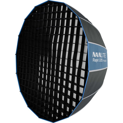 Softbox parabolique rapide Nanlite 120cm, pliée à plat 