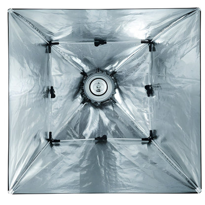Intérieur argenté de la softbox pliable Falcon Eyes FESB 90x90 cm vu de face 