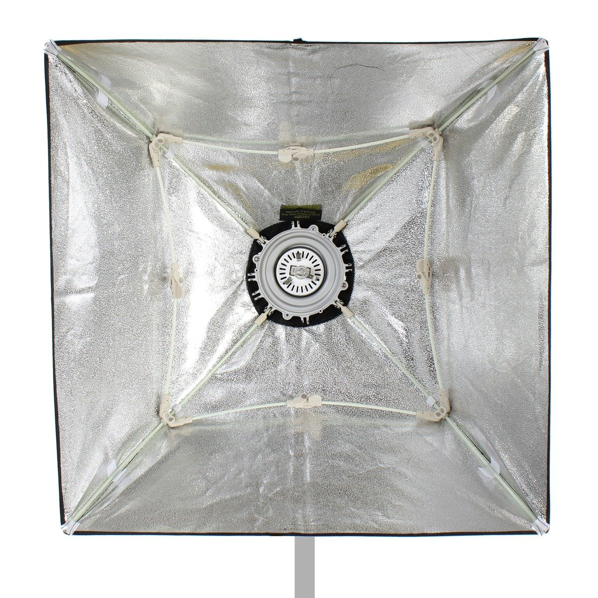 Intérieur argenté de la softbox carrée Linkstar QSSX-7575, vue de face sans diffuseur 
