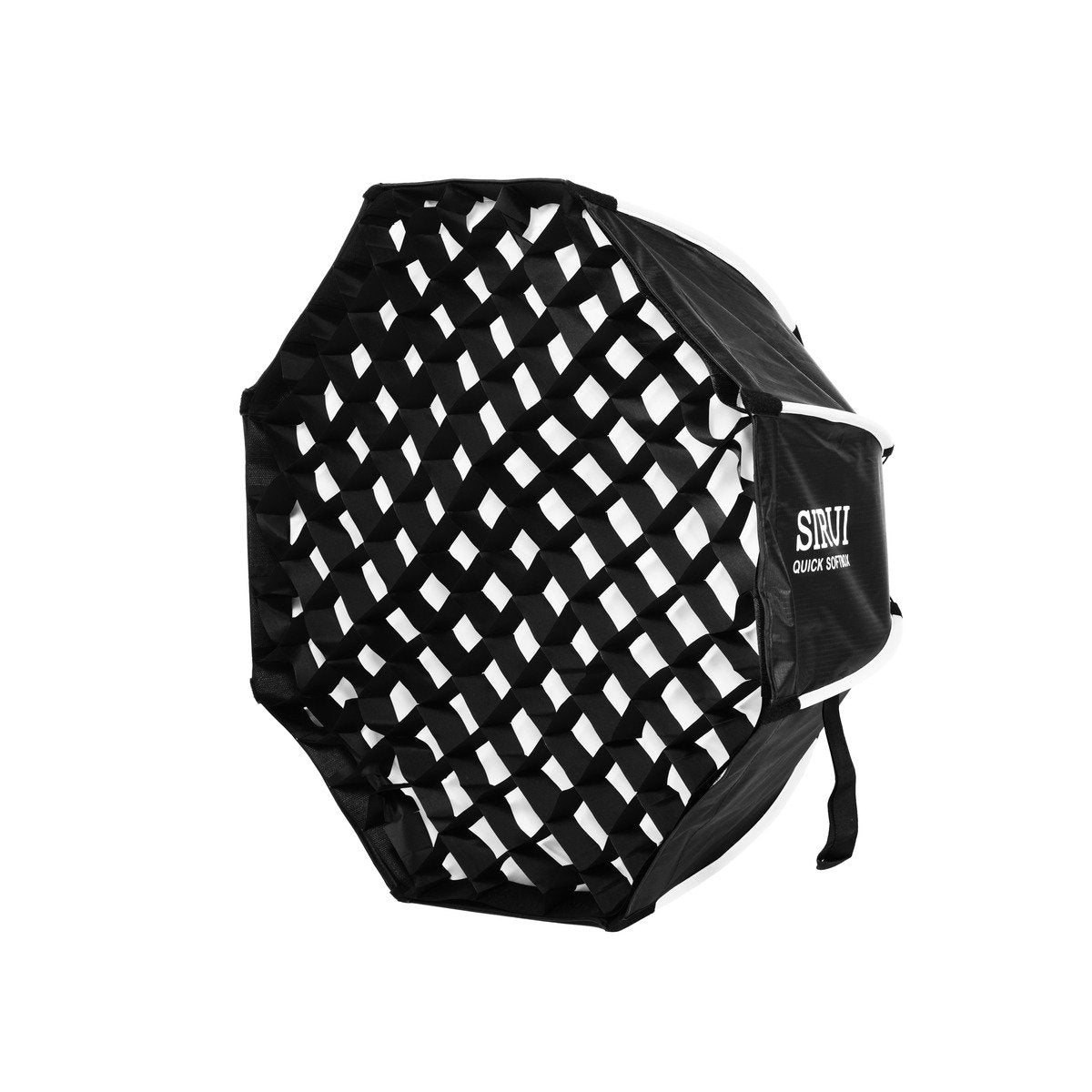 Softbox Sirui RGX60 II équipée de sa grille nid d'abeille, vue de trois quarts 