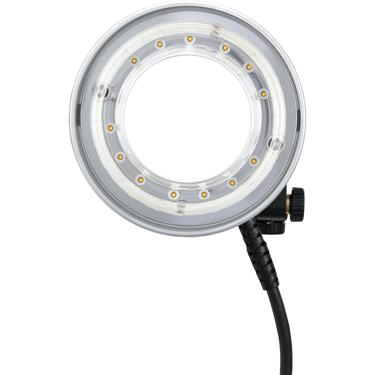 Tête flash annulaire Godox, vue de face avec anneau