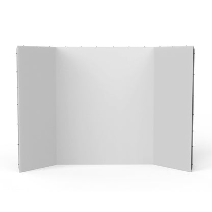 Toile de fond photo blanche StudioKing FSF 240 x 400 cm tendue sur la structure du studio panoramique