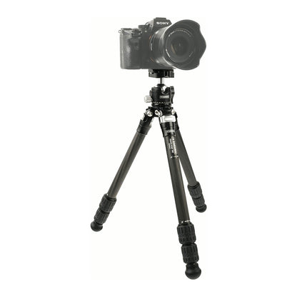 Hybride Sony monté sur la rotule ball du trépied carbone Caruba Travelstar 70C