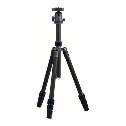 Trépied carbone Nest NT-6294CK déployé avec sa rotule ball NT-630H et ses bagues bleues