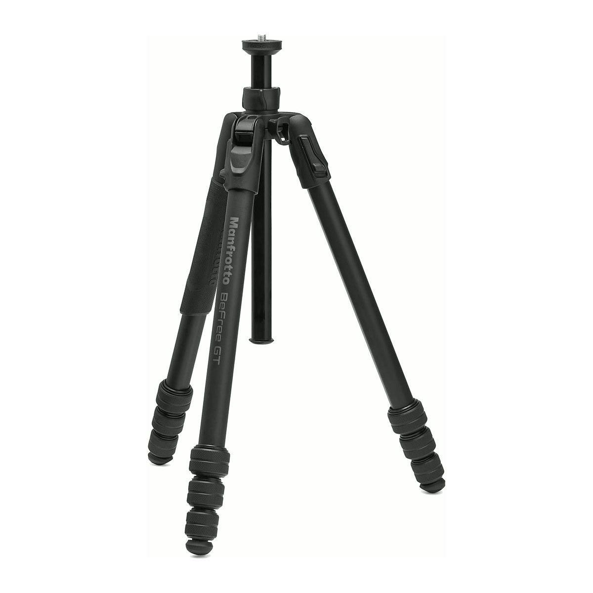 Trépied Manfrotto Befree GT PRO aluminium sans rotule, quatre sections et vis de fixation en haut de colonne