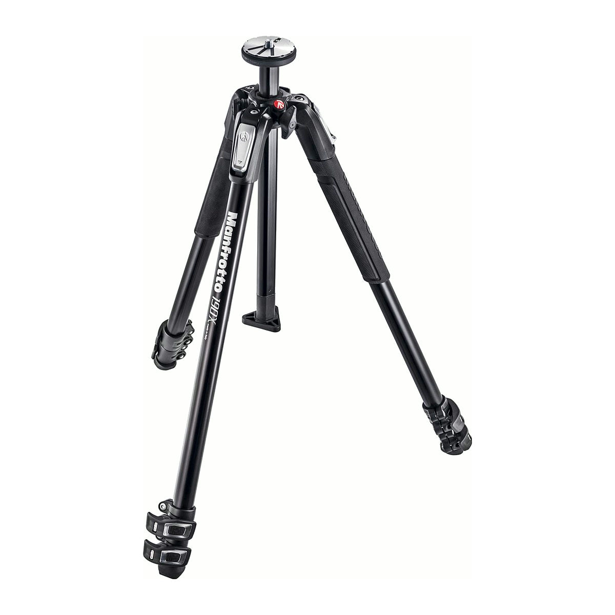 Trépied photo Manfrotto 190X aluminium trois sections sans rotule, leviers Quick Power Lock et colonne centrale
