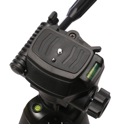 Plateau rapide du trépied Nest WT-3560 vu de dessus, vis 1/4 pouce et niveau à bulle