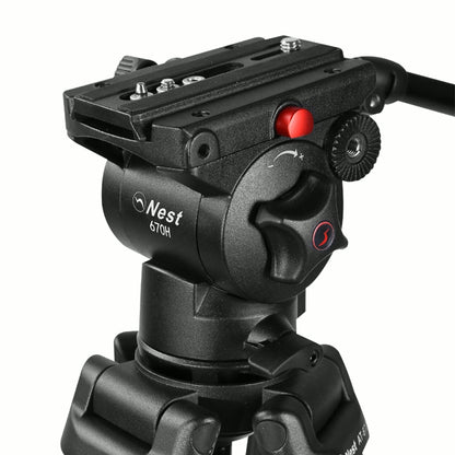 Tête fluide Nest 670H avec plateau rapide et bouton de sécurité rouge