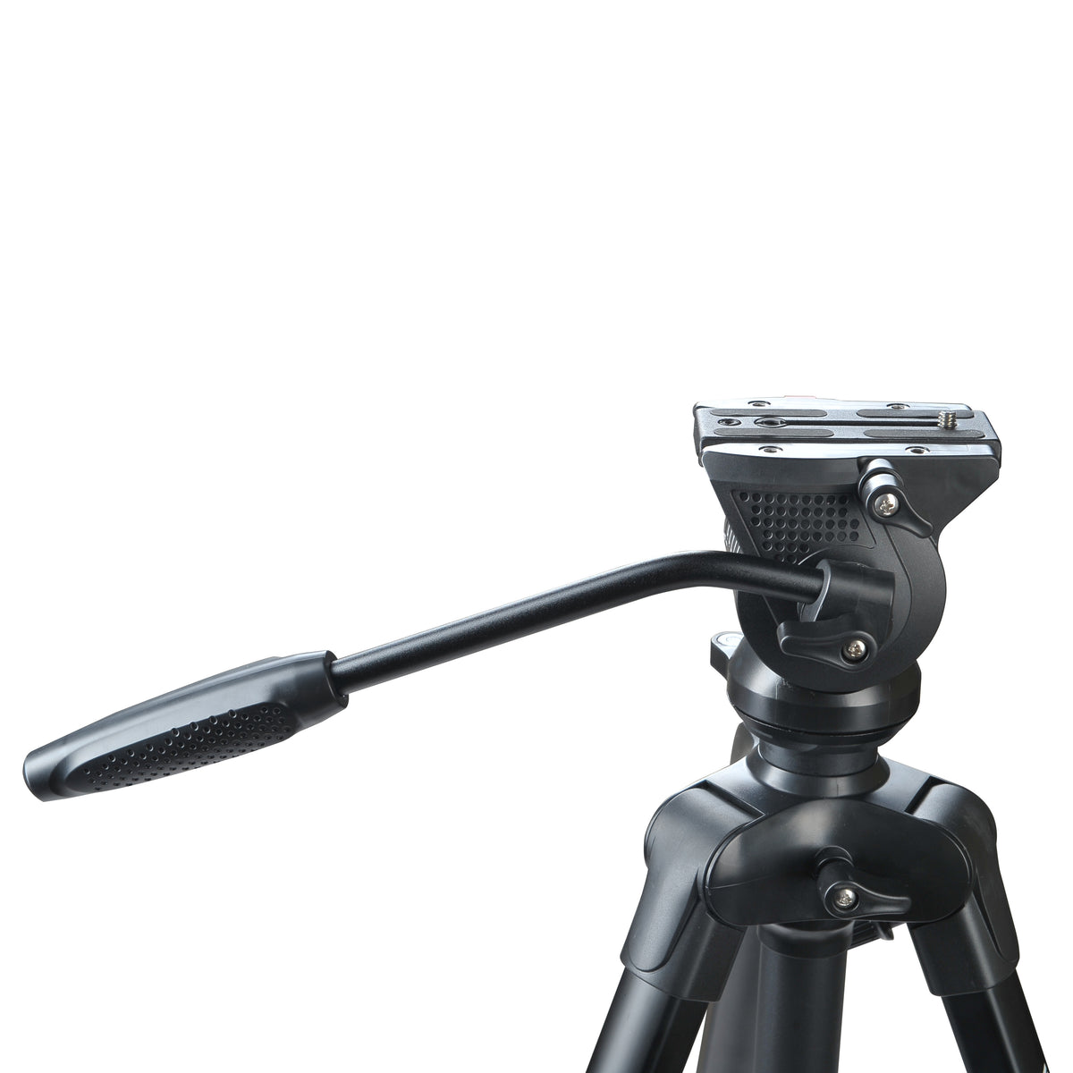 Tête fluide du trépied vidéo Nest WT-3308A avec son manche caoutchouté et son plateau rapide