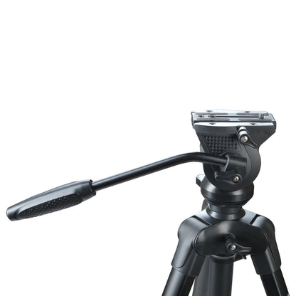 Tête fluide du trépied vidéo Nest WT-3308A avec son manche caoutchouté et son plateau rapide
