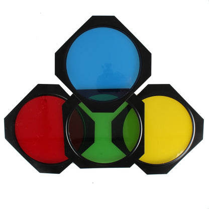 Les 4 filtres de couleur des volets StudioKing SK-BD18 dans leurs cadres métalliques
