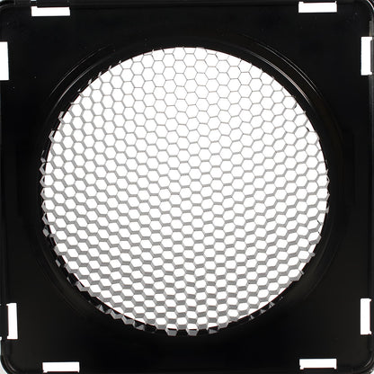Grille nid d'abeille des volets StudioKing SK-BD18 dans son cadre noir à crochets
