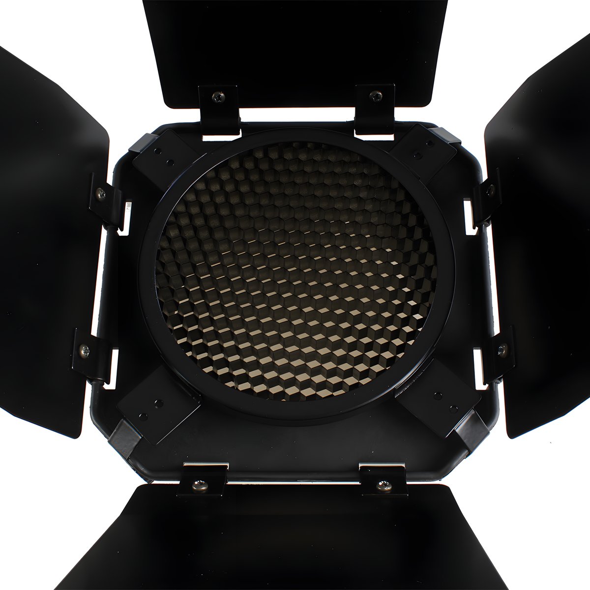Volets coupe-flux StudioKing SK-BD95 ouverts, grille nid d'abeille en place
